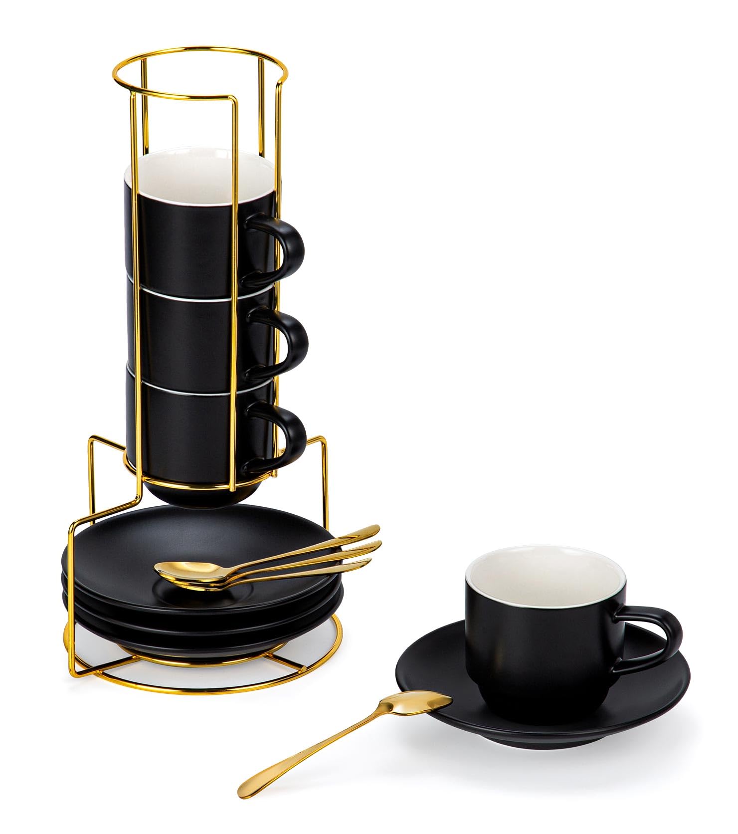 Lareina 8oz cappuccino cups set in matte porcelain for stylish daily use.