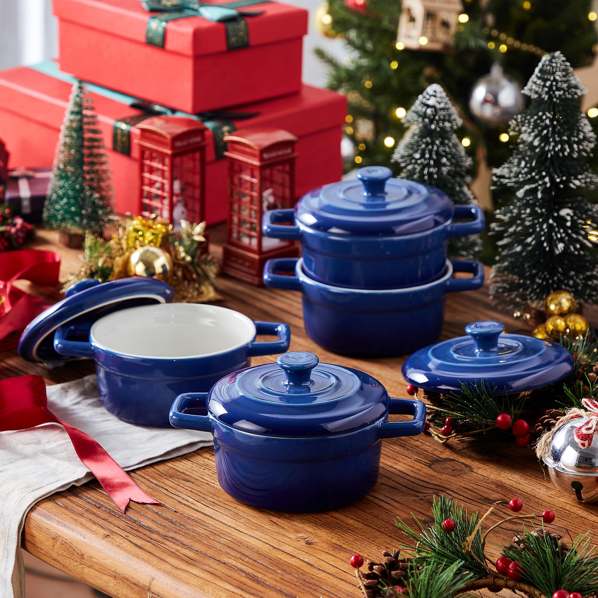 Lareina ceramic casserole dish blue oven-safe for versatile meal prep.