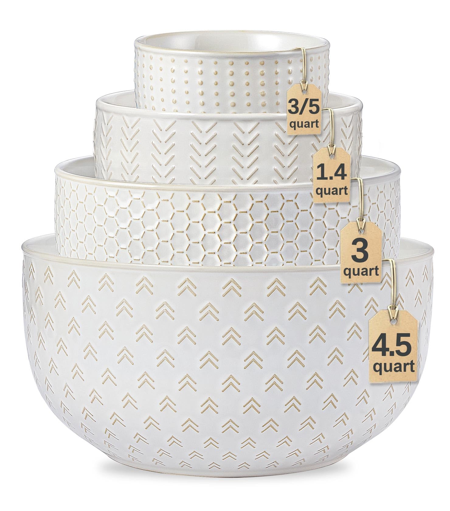 Lareina ceramic mixing bowls set of 4 in nesting design for compact storage