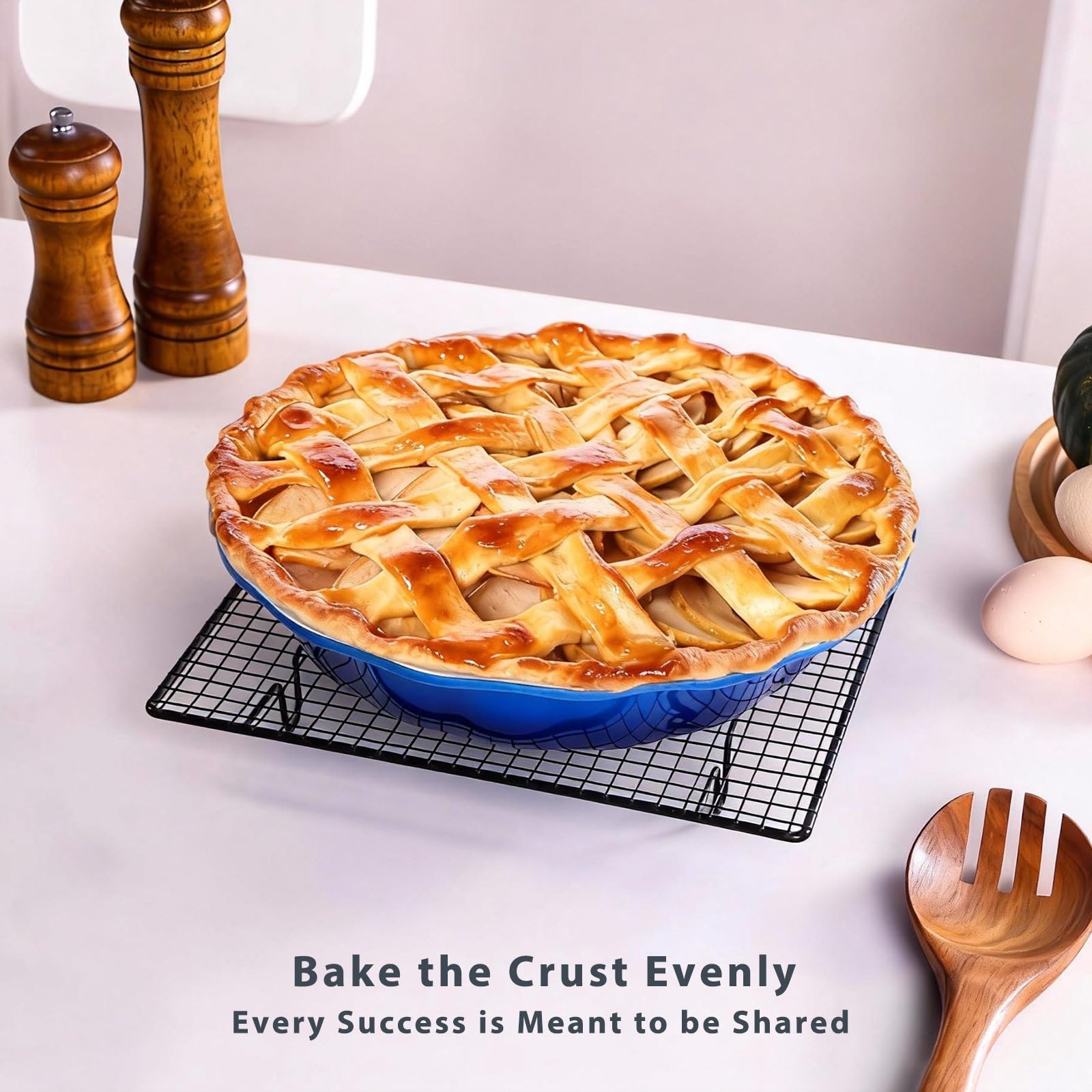 Lareina ceramic pie pan blue nonstick bottom for easy release
