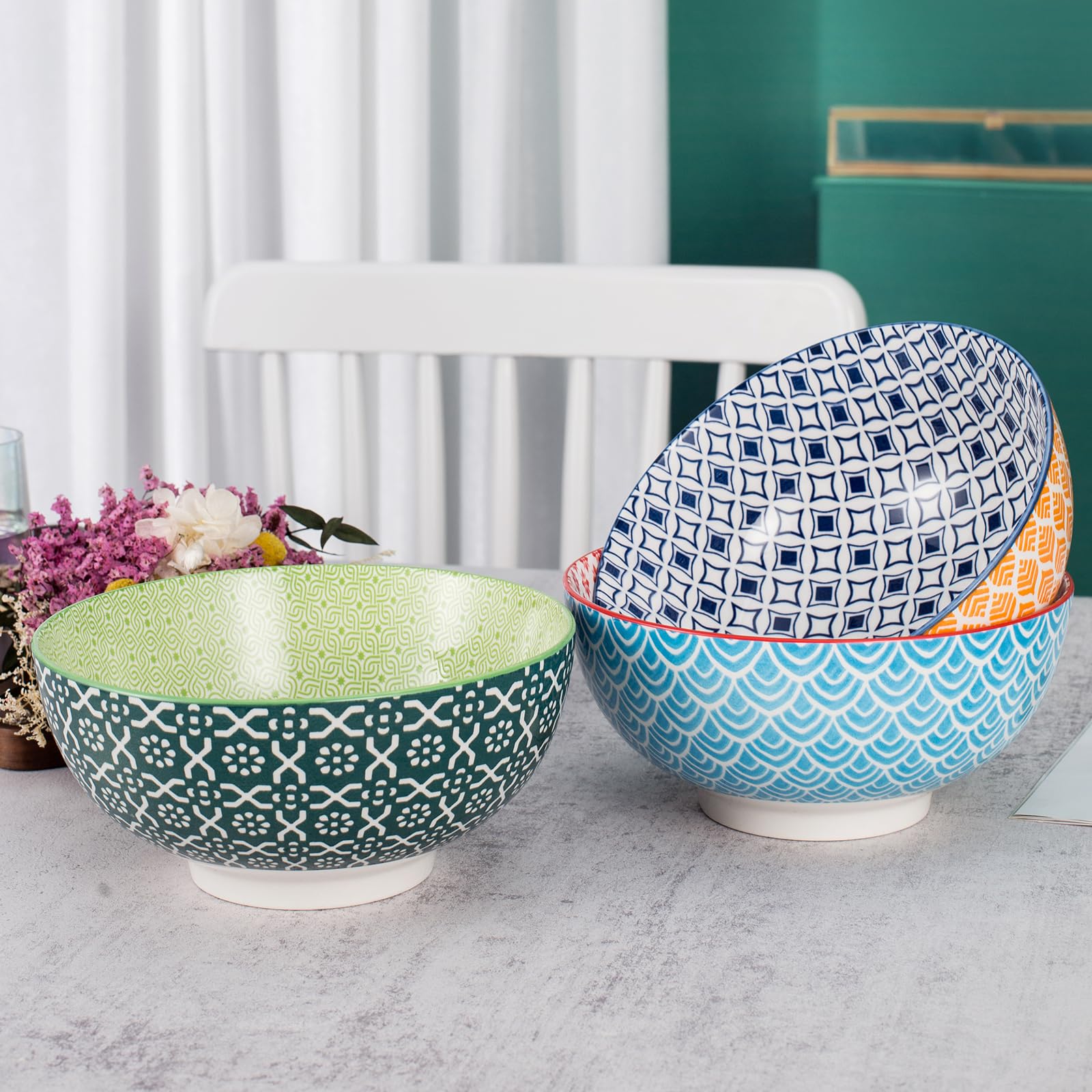 Lareina dishwasher-safe ceramic bowls with a jade-glaze finish.
