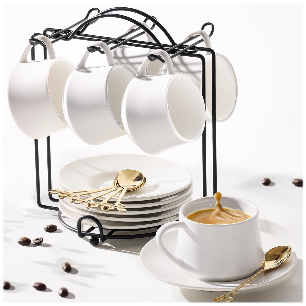 Lareina espresso cups six-set on table, ideal for stylish daily rituals