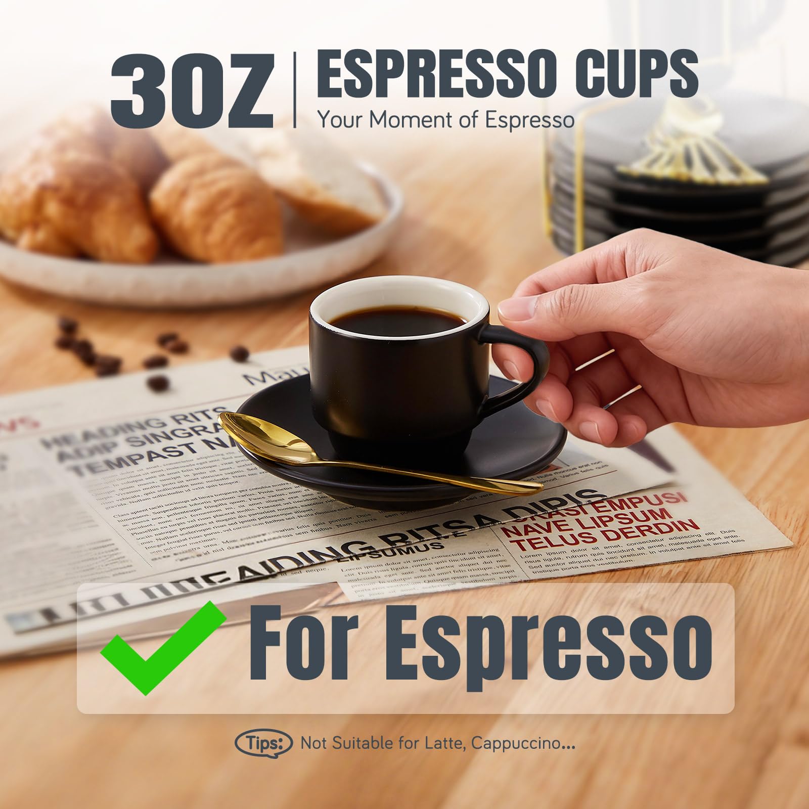 Lareina espresso saucers 4.7-inch diameter, stable base for neat serving