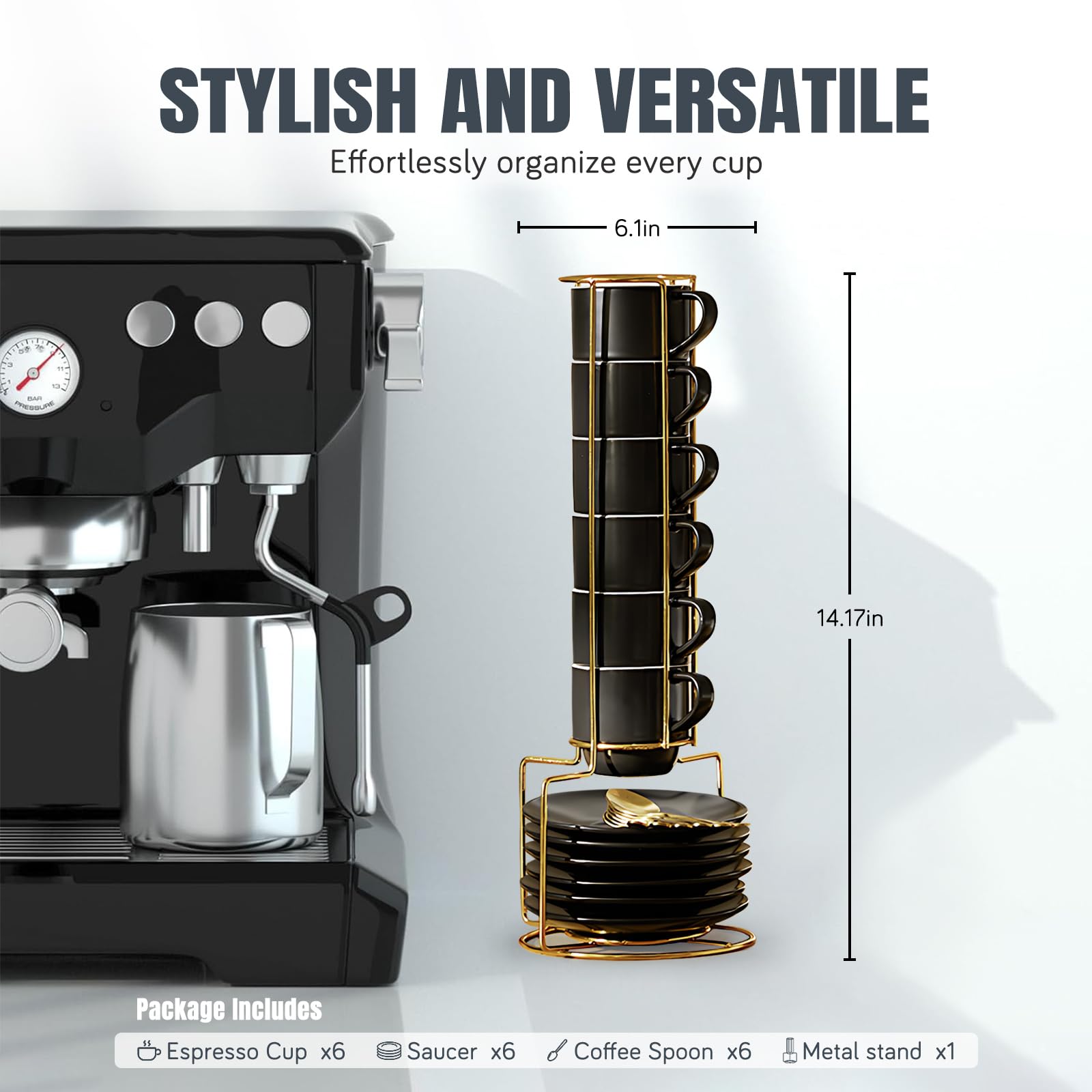 Lareina espresso cups stand keeps cups organized and safe during transport