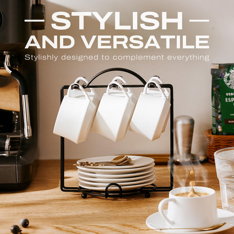 Lareina espresso saucers with a modern look, perfect for café-grade presentation