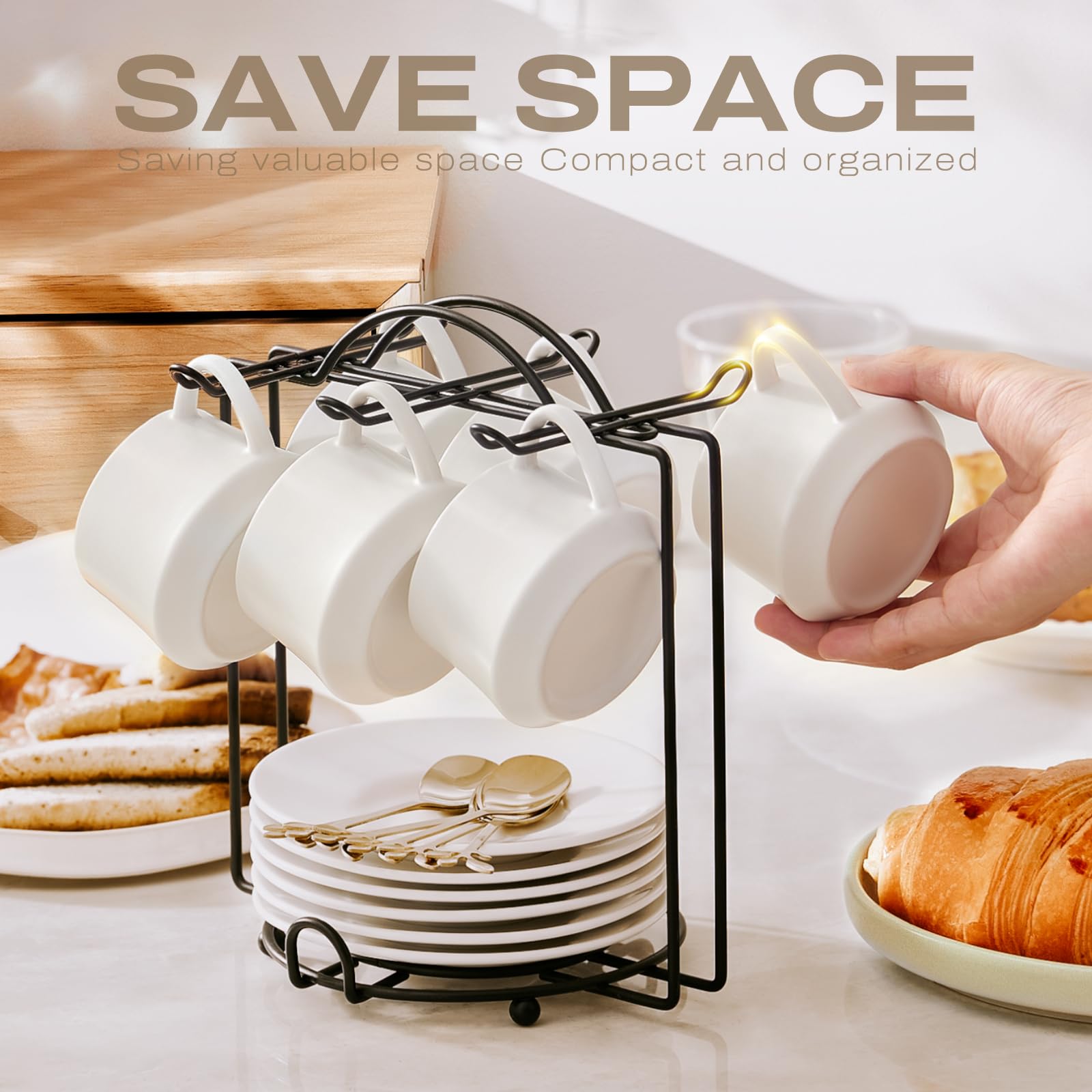 Lareina metal stand stackable rack keeps cups neatly organized