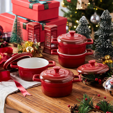 Lareina 12oz ceramic cocotte interior view shows compact design.