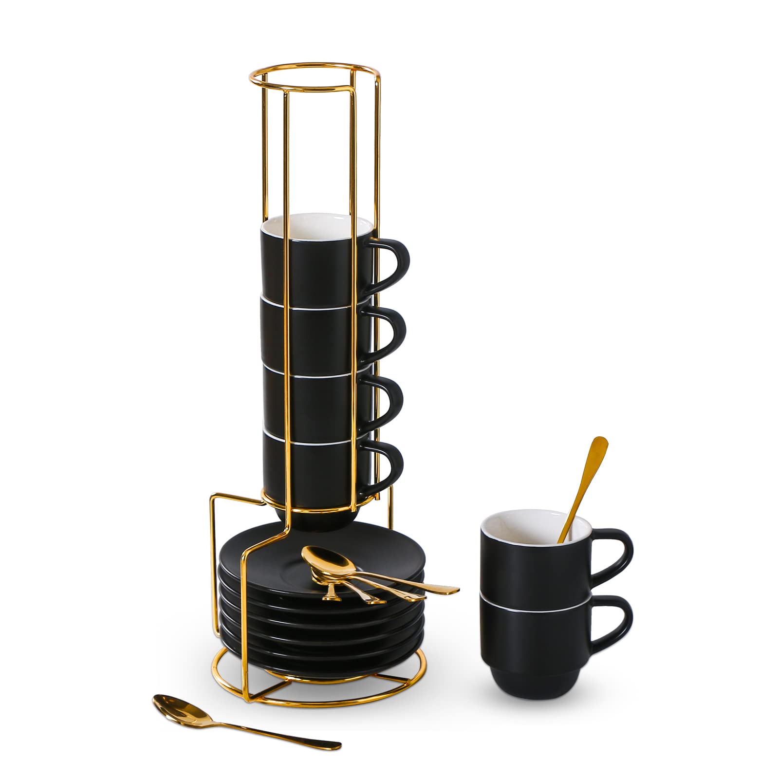 Lareina porcelain espresso cups set with six pieces for daily double-shot espressos