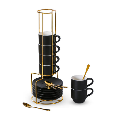 Lareina porcelain espresso cups set with six pieces for daily double-shot espressos