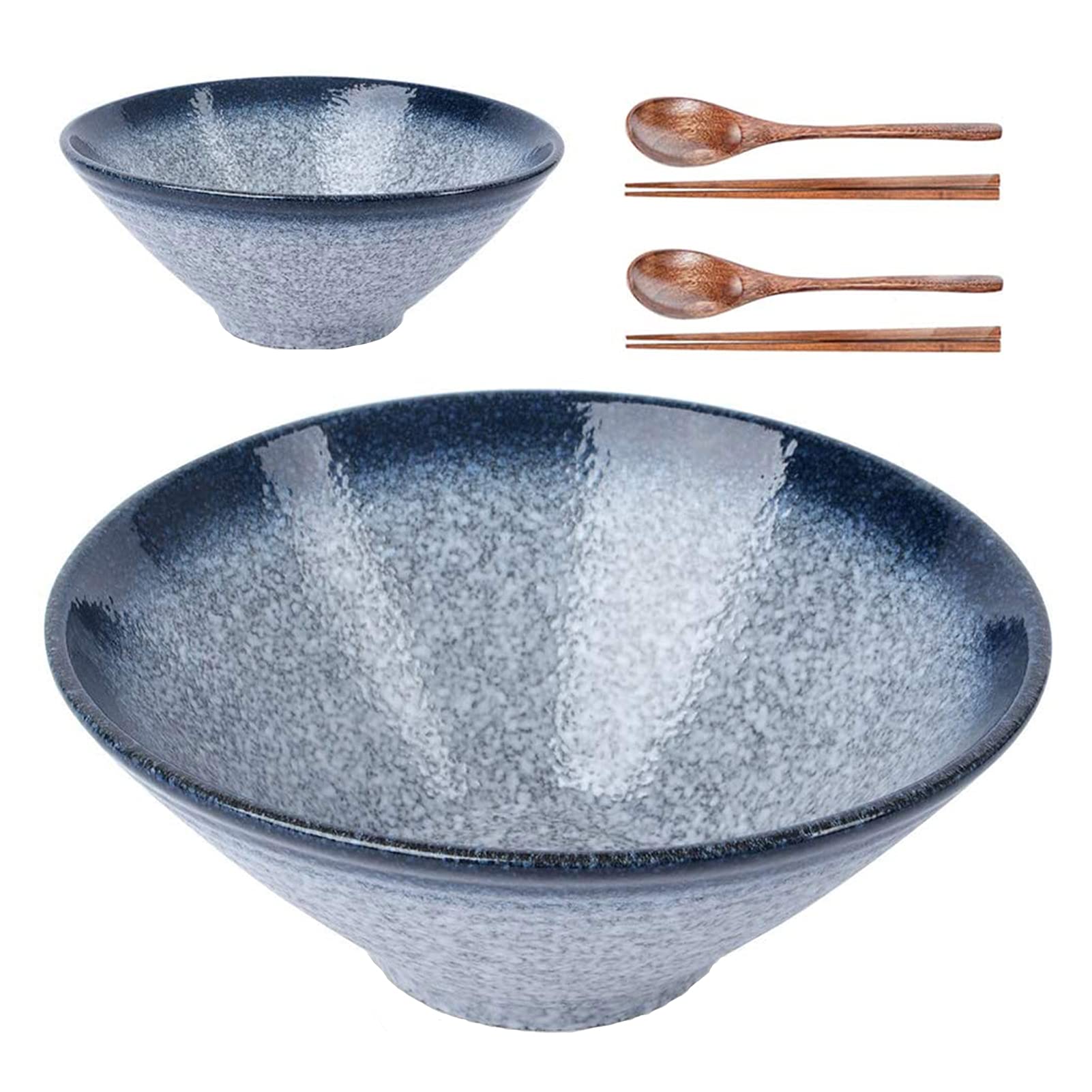 Lareina blue ceramic ramen bowl with glaze for authentic at-home ramen.