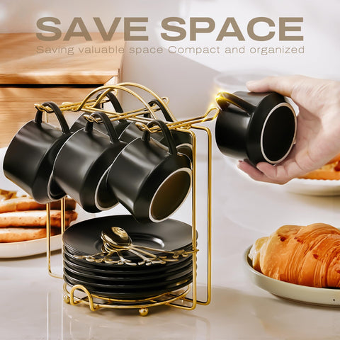 Lareina saucer and spoon set complements modern coffee rituals.