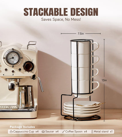 Lareina stainless-steel rack stacks cups neatly to save counter space.