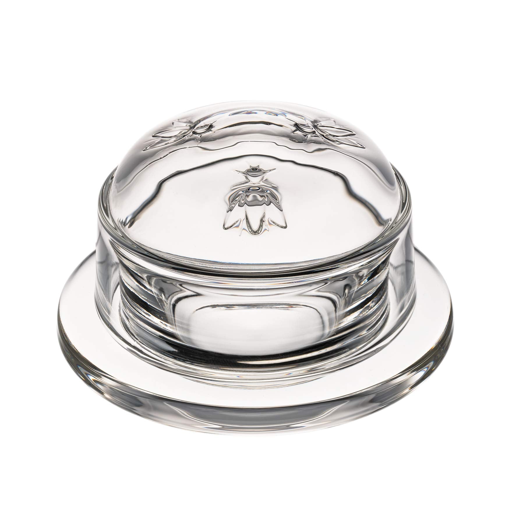 La Rochère Bee Butter Dish with Lid embossed, keeps butter fresh on the counter.