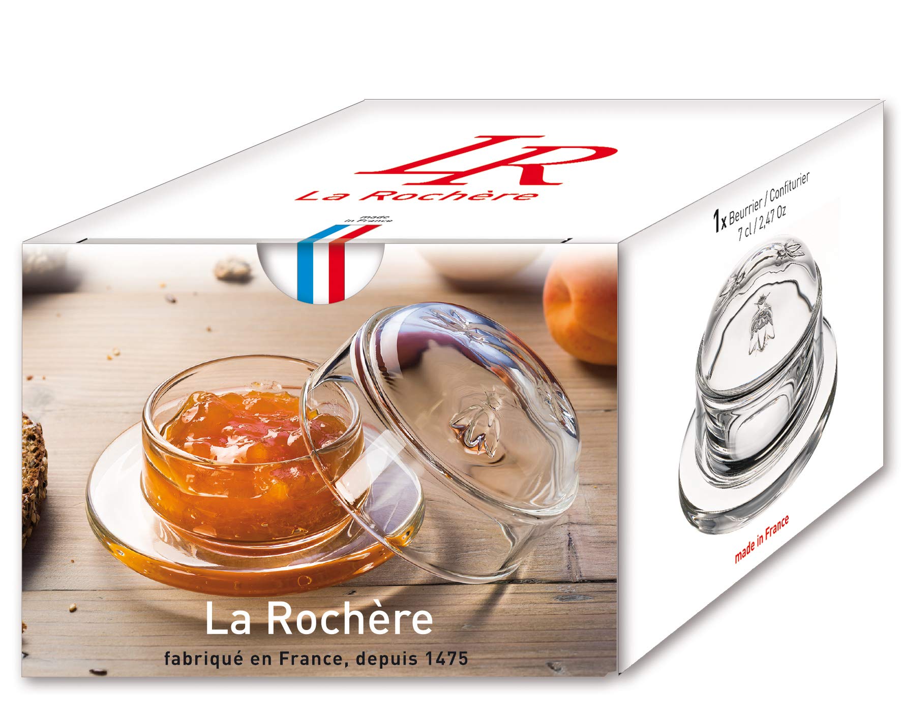 La Rochère butter keeper shows the Napoleon bee emblem for timeless French charm.