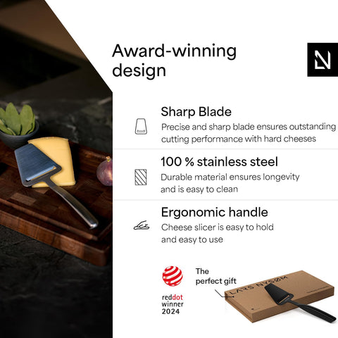 LARS NYSØM cheese slicer stainless steel close-up shows durable material