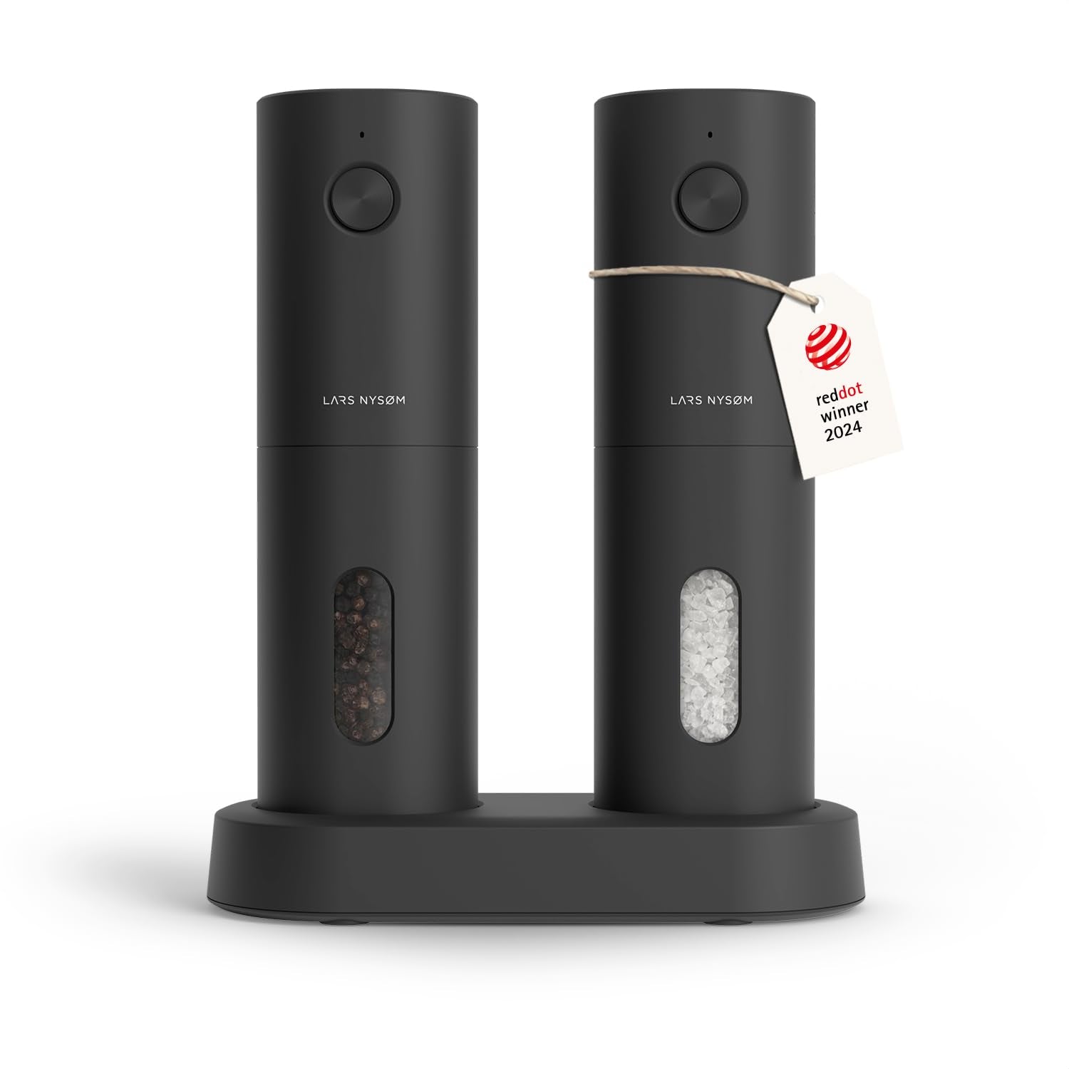 LARS NYSØM electric grinder set front view with sleek design and easy-handling.