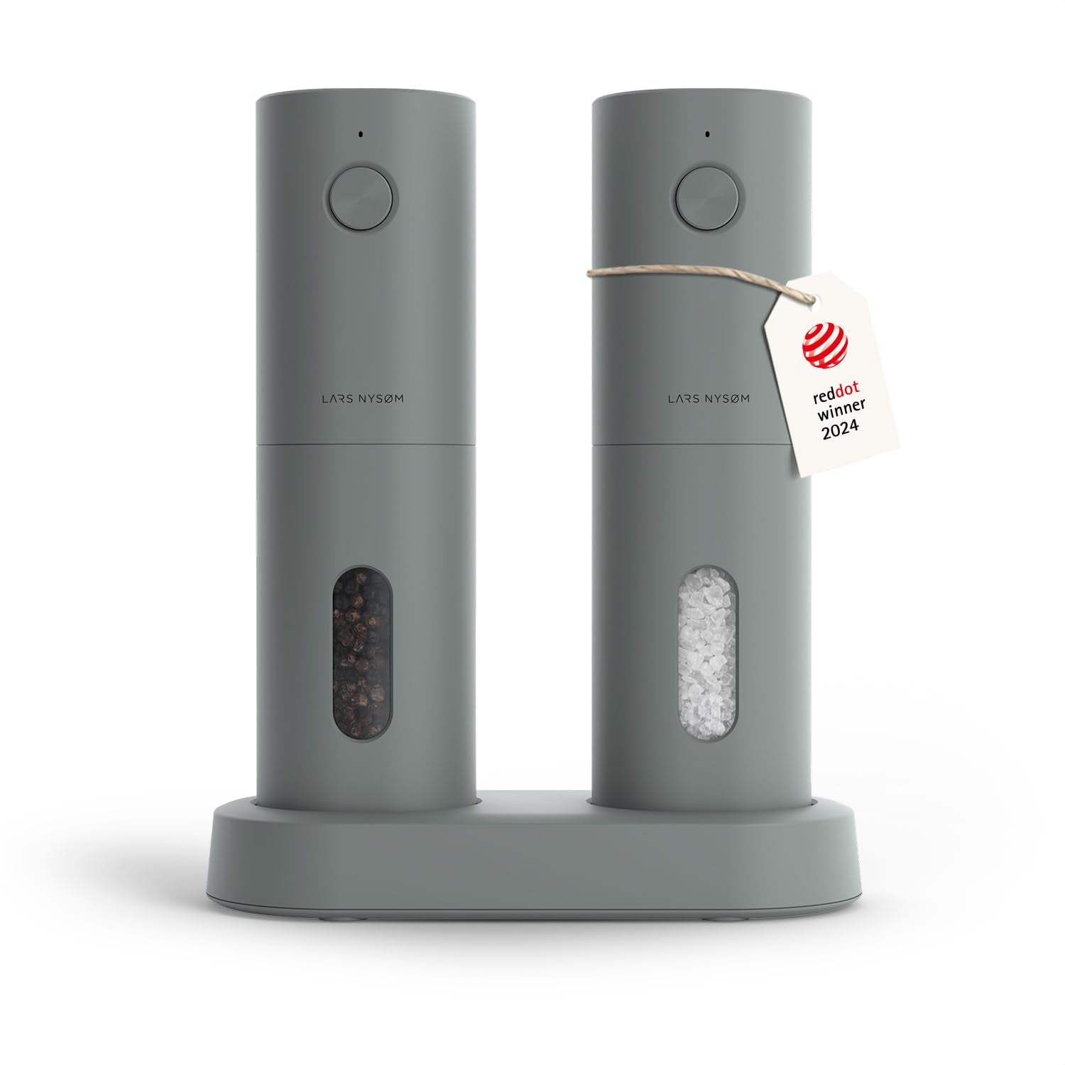 LARS NYSØM electric salt and pepper mill set in ash gray for precise seasoning