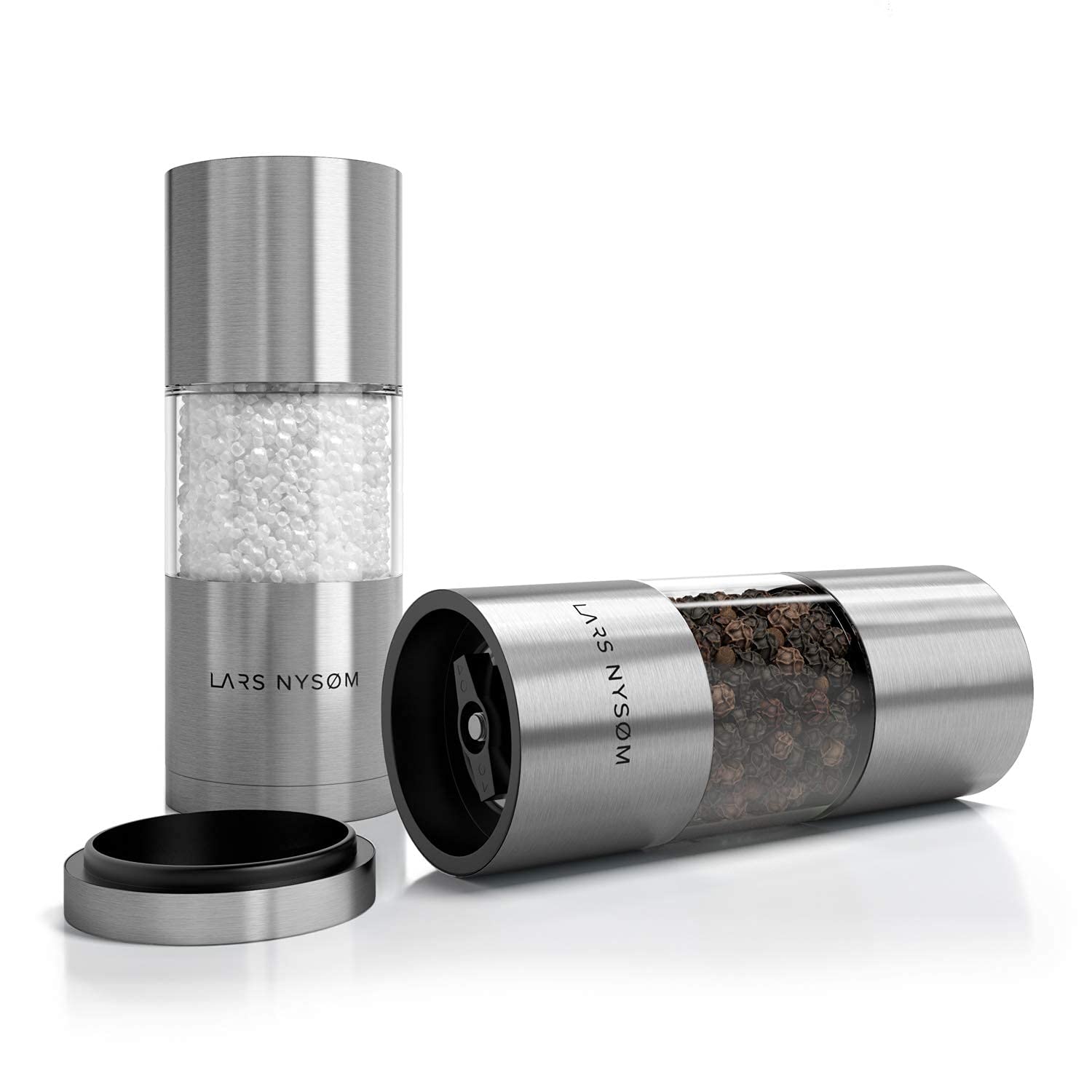 LARS NYSØM easy-to-use salt and pepper shaker set on kitchen counter for seasoning