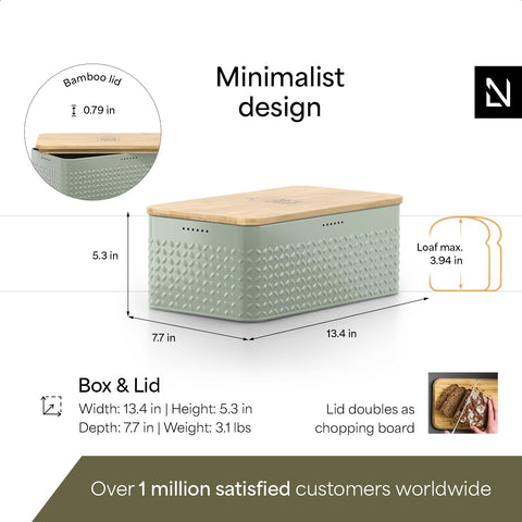 LARS NYSØM Glæde bread bin sage green finish suits modern kitchens