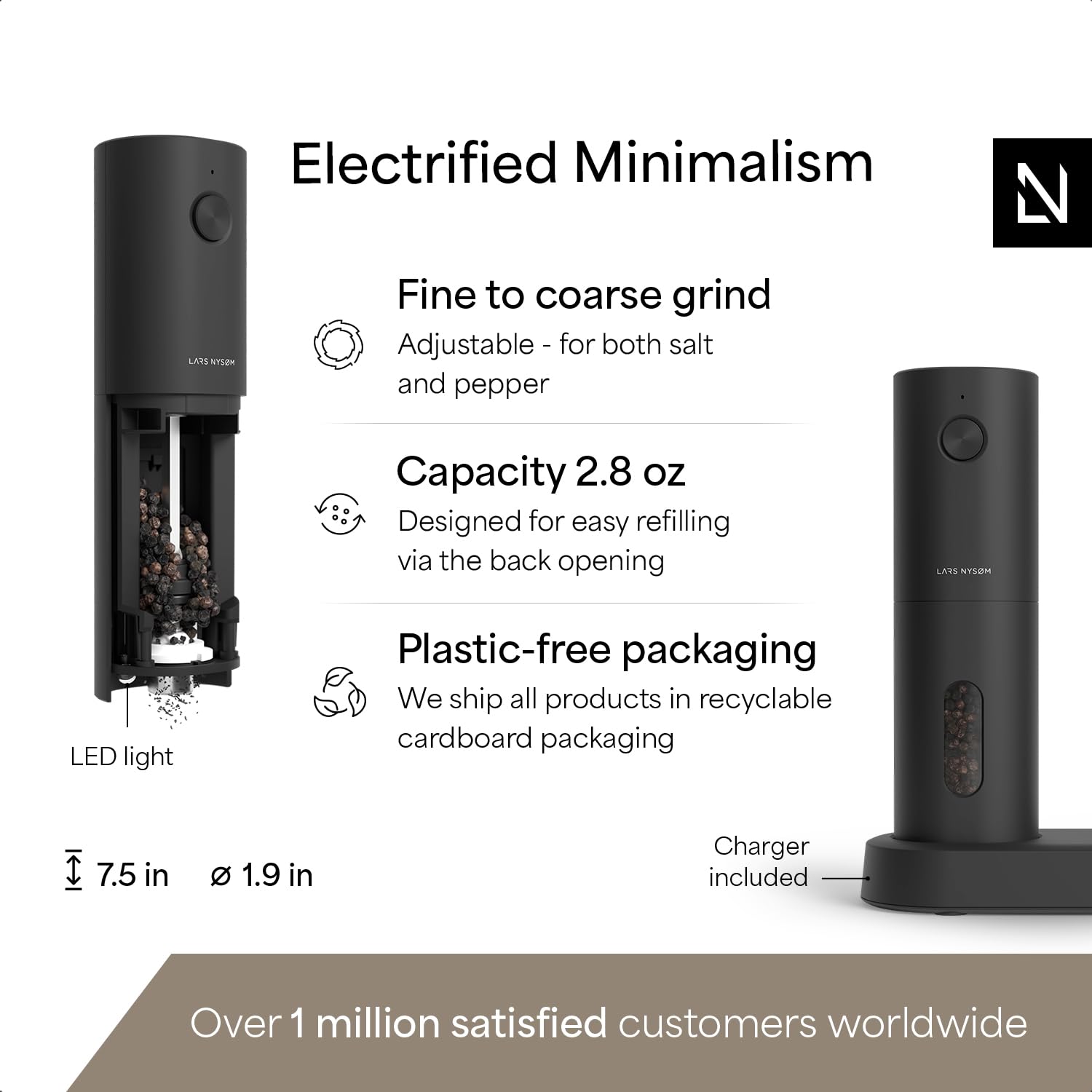 LARS NYSØM grinder LED light for exact grinding in low light.