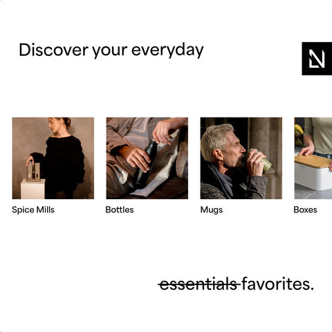 LARS NYSØM Lagom design spice shakers on kitchen counter in stylish display.
