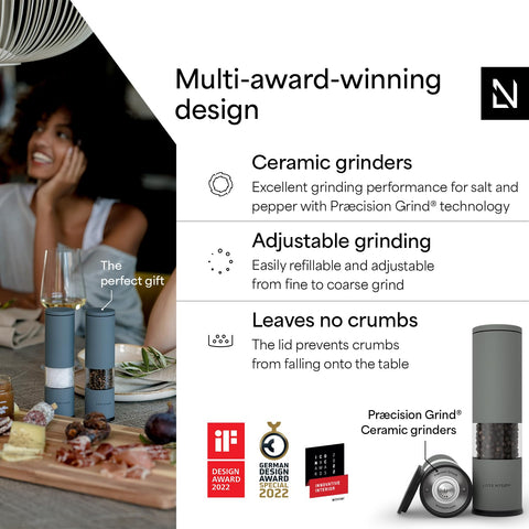 LARS NYSØM Lagom pepper grinder in ash gray for controlled pepper grinding