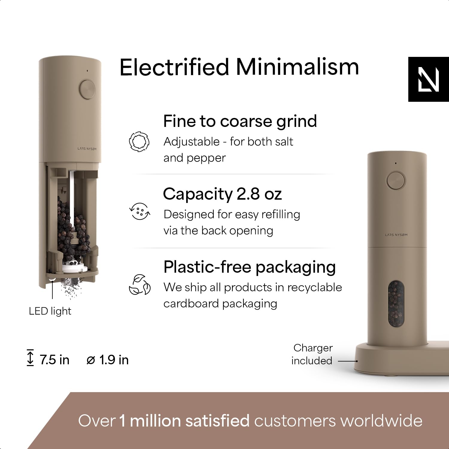 LARS NYSØM Spaending adjustable coarseness dial on the mill.