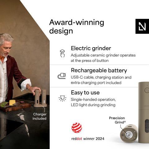 LARS NYSØM Spaending close-up showing LED light during use for precise seasoning.