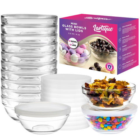 Lartique clear-view bowls for desserts and nuts, elegant table presentation