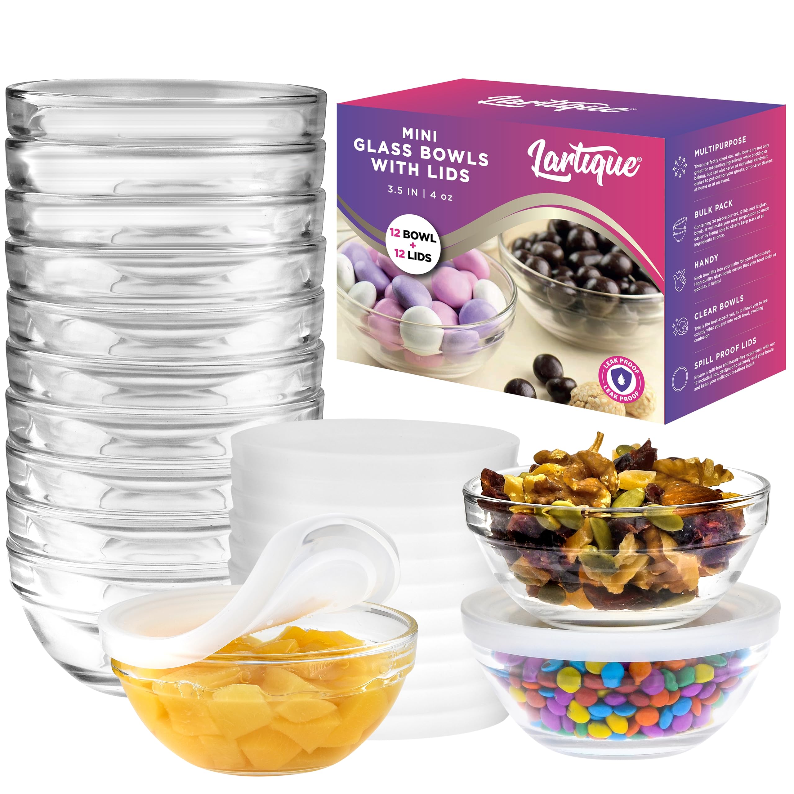 Lartique mini bowls with lids for precise meal prep and portion control