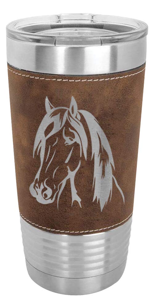 LaserGram 20oz horse head tumbler with double-wall insulation for hot or cold drinks