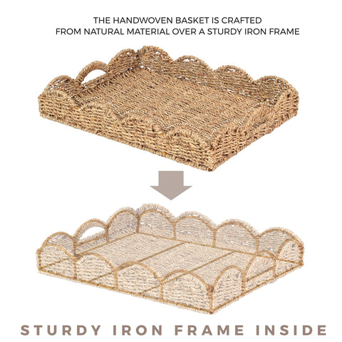 LASIDO Seagrass serving tray 17 by 13 inches fits tables and countertops.