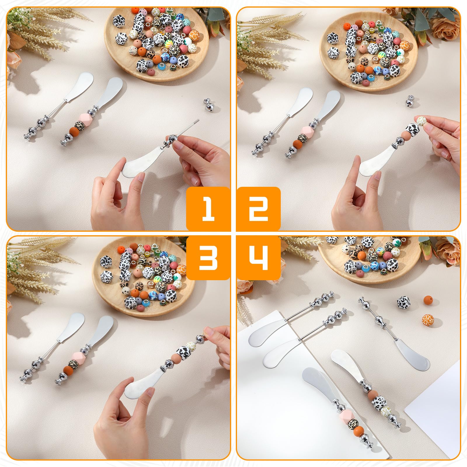 Lasnten charcuterie-board setup with beaded spreaders for stylish hosting