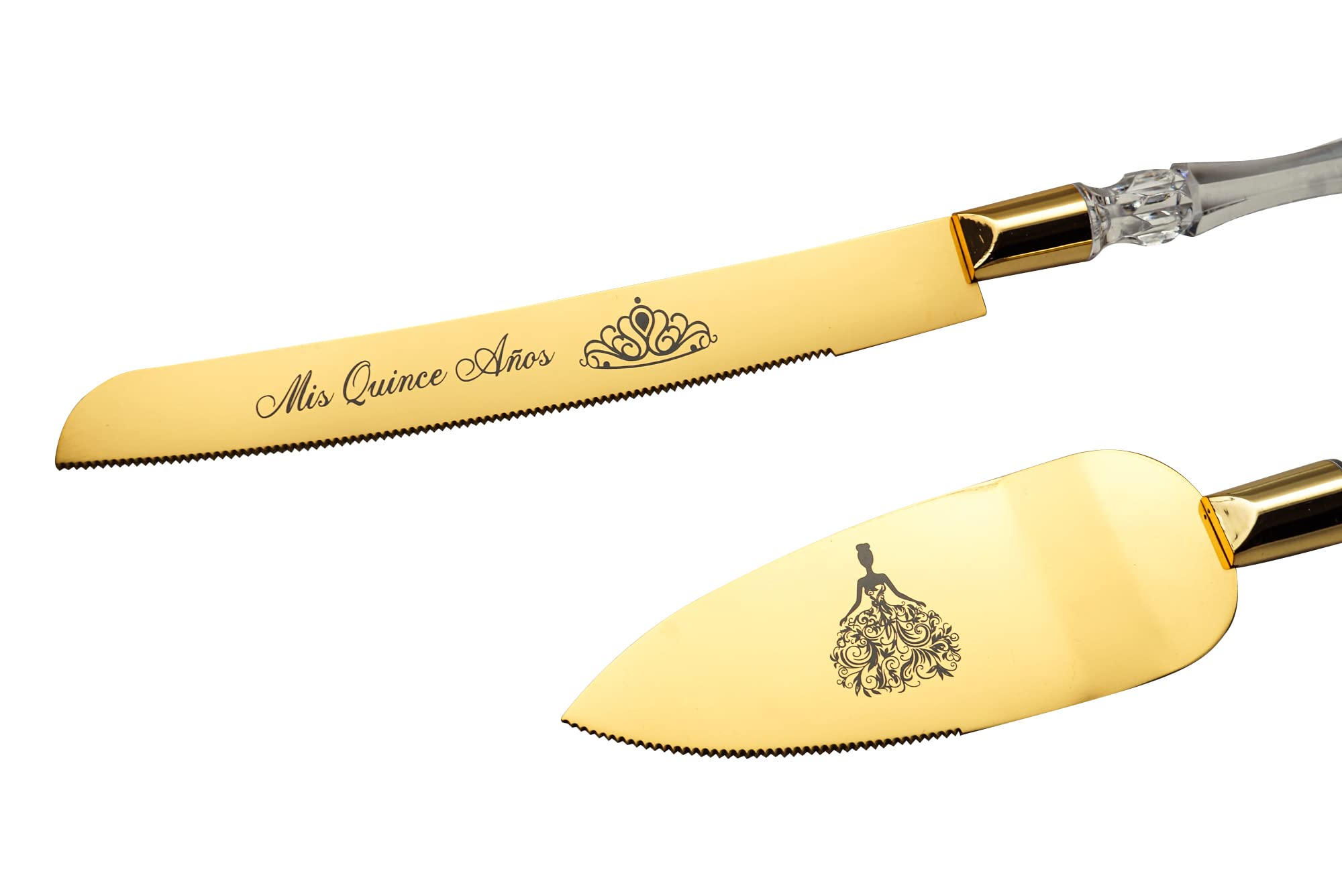 Lassos Boutique Mis Quince Años cake server with crystal-like handle for refined serving.