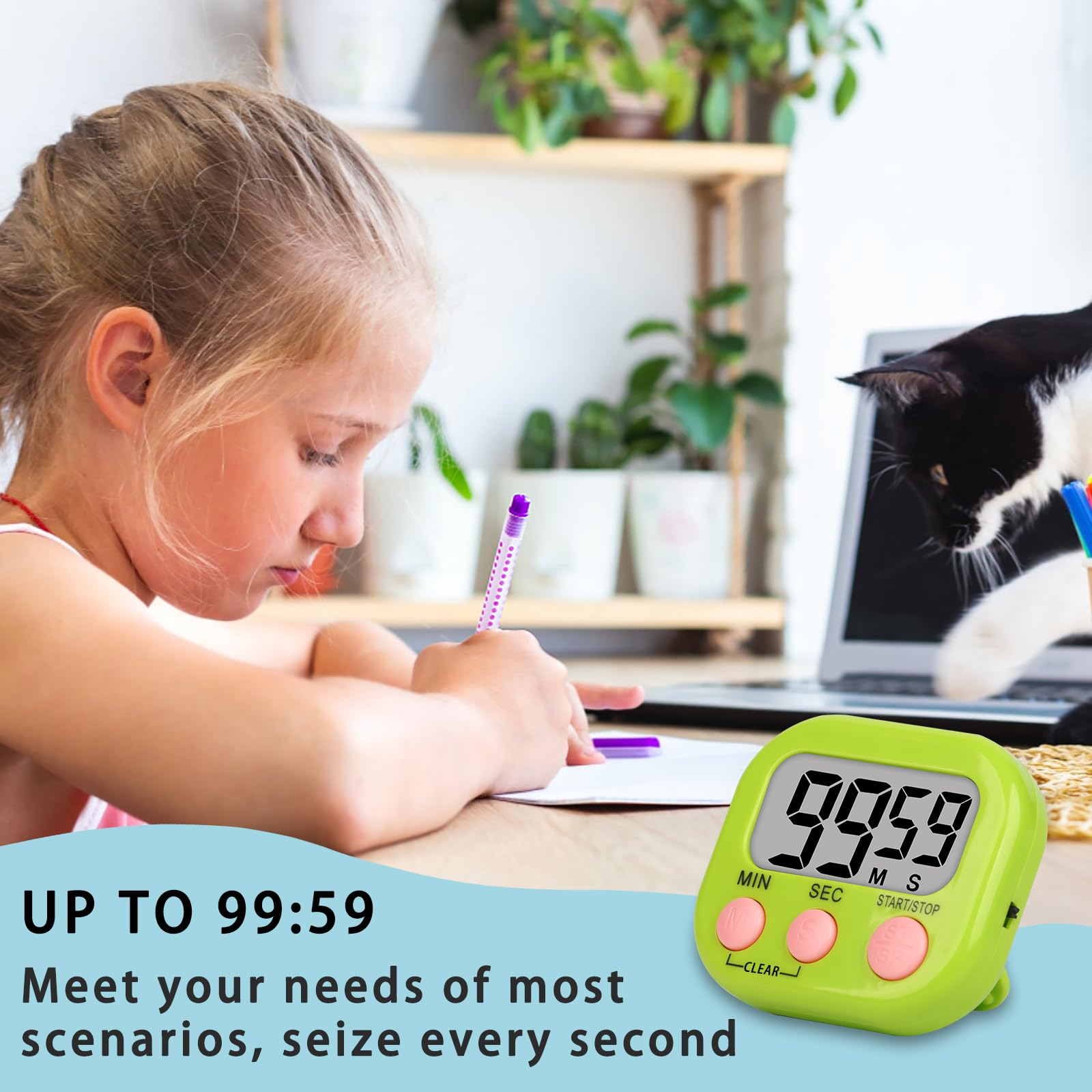Lasubst blue timer on a whiteboard provides clear countdown for activities.