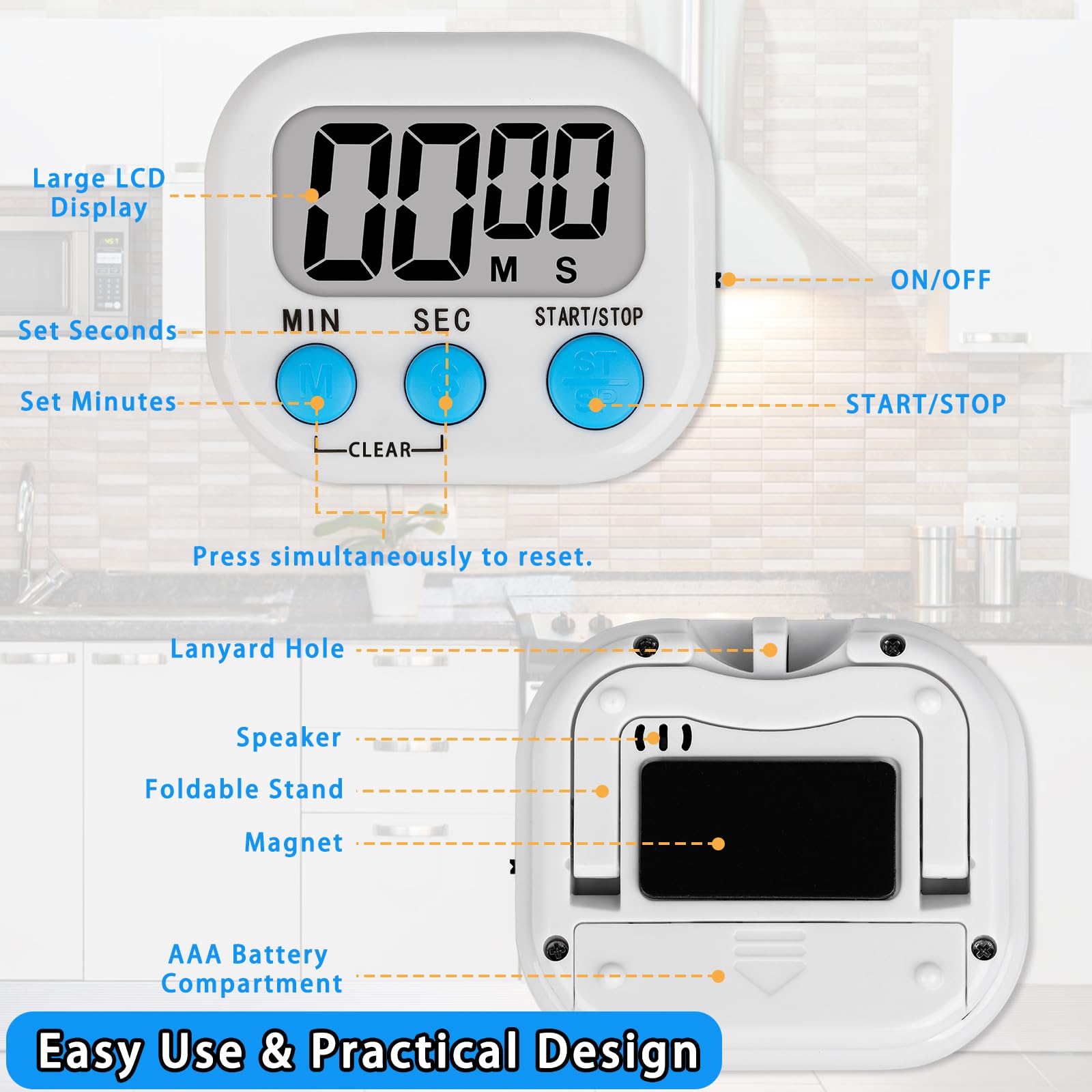 Lasubst green timer with hanging option enables flexible placement.