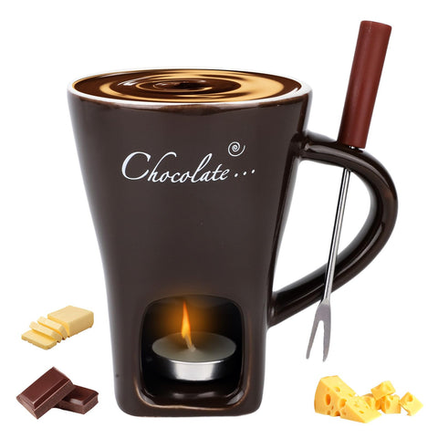 Lasuroa chocolate fondue mug ready for dipping fruit and sweets