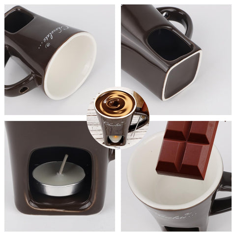 Lasuroa dark brown porcelain fondue mug emphasizes durability and easy cleaning
