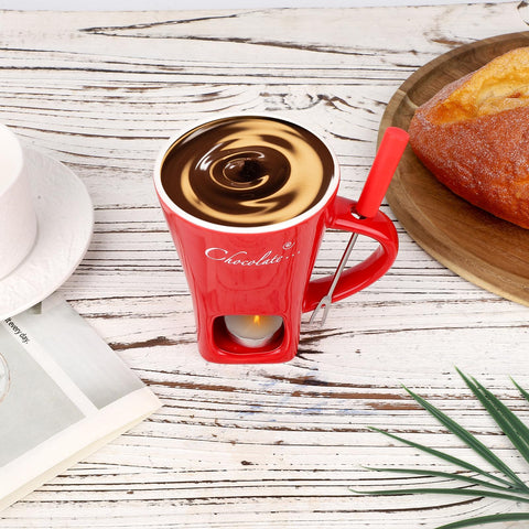 Lasuroa fondue kit with fork and candle — convenient mini set for cozy gatherings.