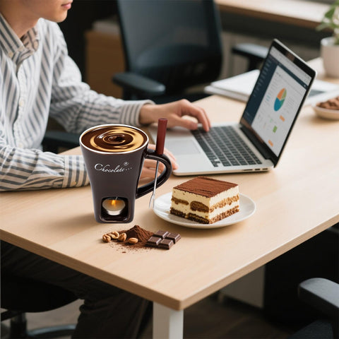 Lasuroa romantic evening setup features a fondue mug and warm glow
