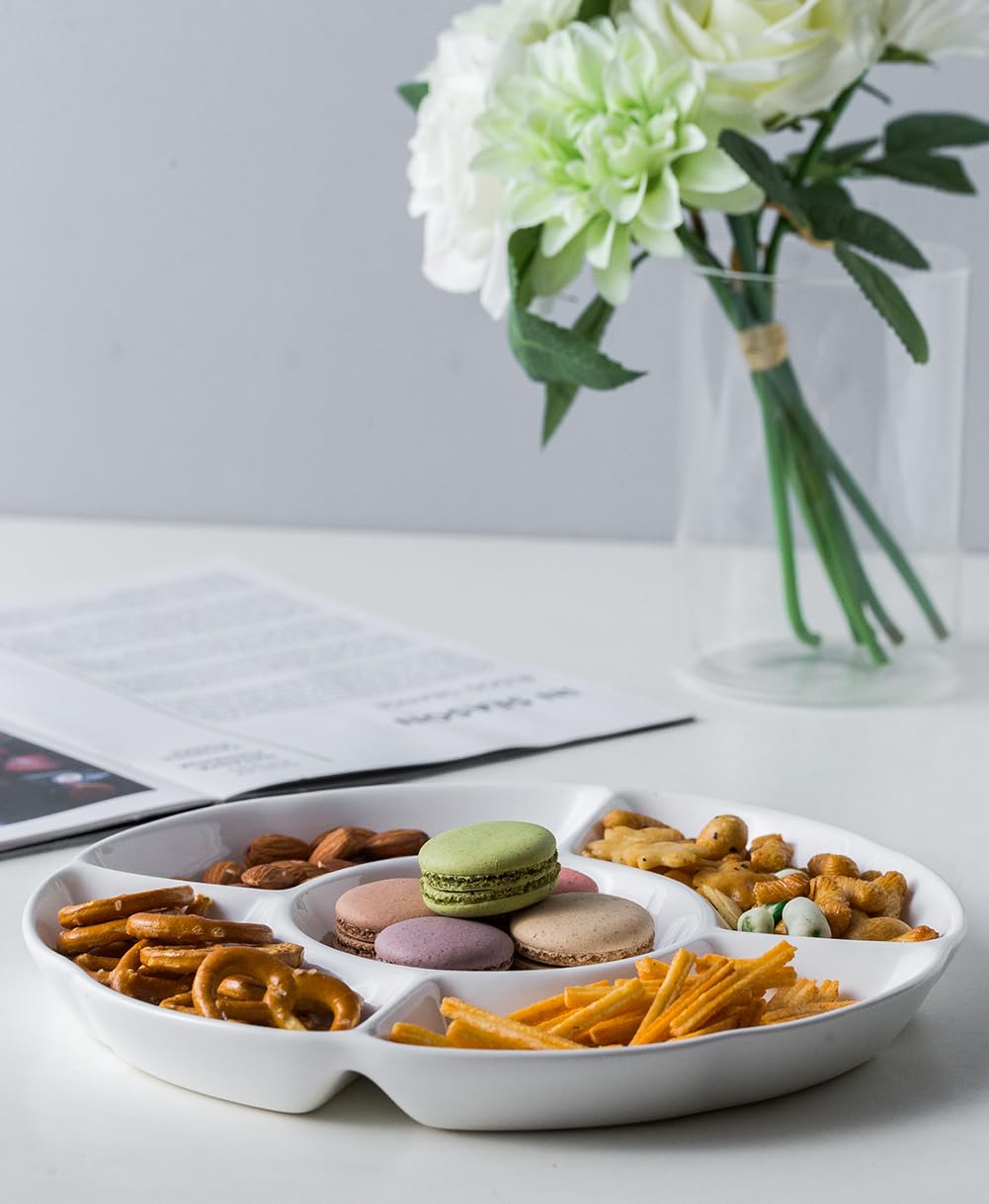 LAUCHUH 12-inch White Serving Tray with ample space for assortments.