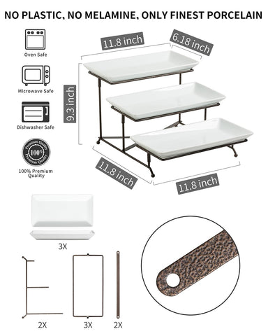 LAUCHUH bronze metal rack with cross-bars providing stable multi-tier presentation.