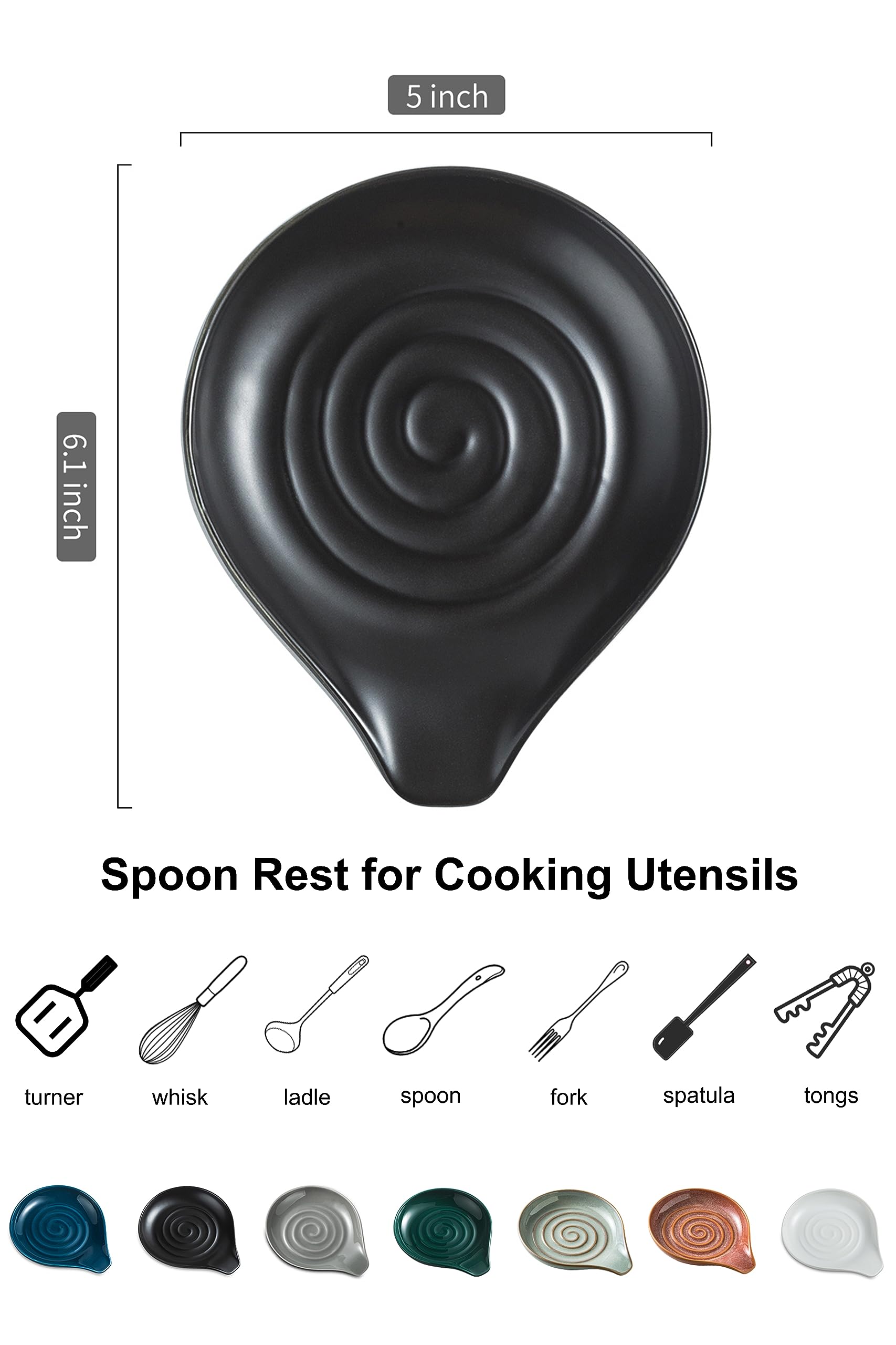 LAUCHUH porcelain spoon rest with smooth glaze resists staining