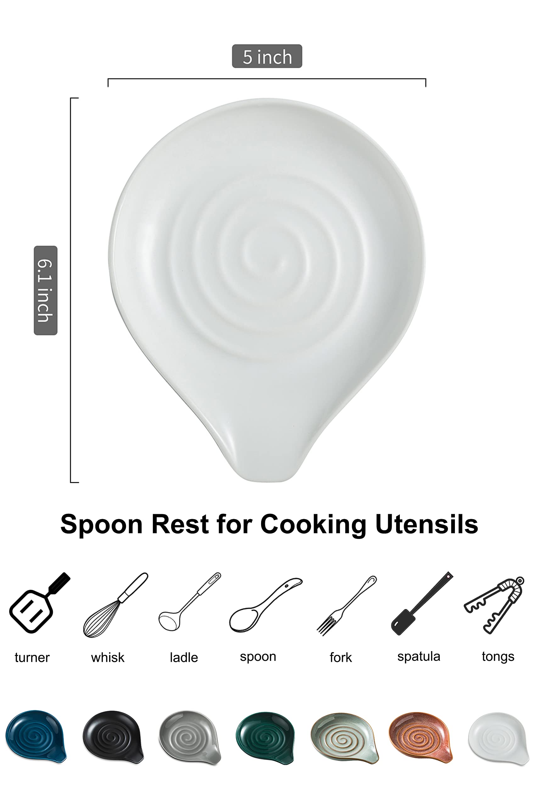 LAUCHUH ceramic spoon rest on stove top stabilizes utensils during cooking.