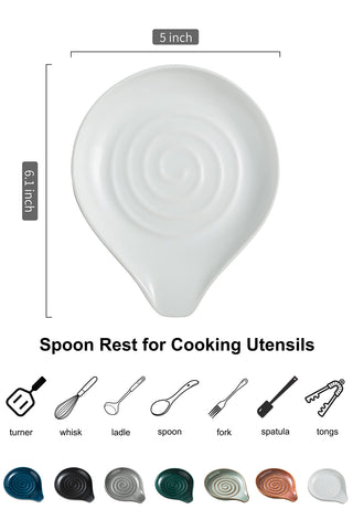 LAUCHUH ceramic spoon rest on stove top stabilizes utensils during cooking.