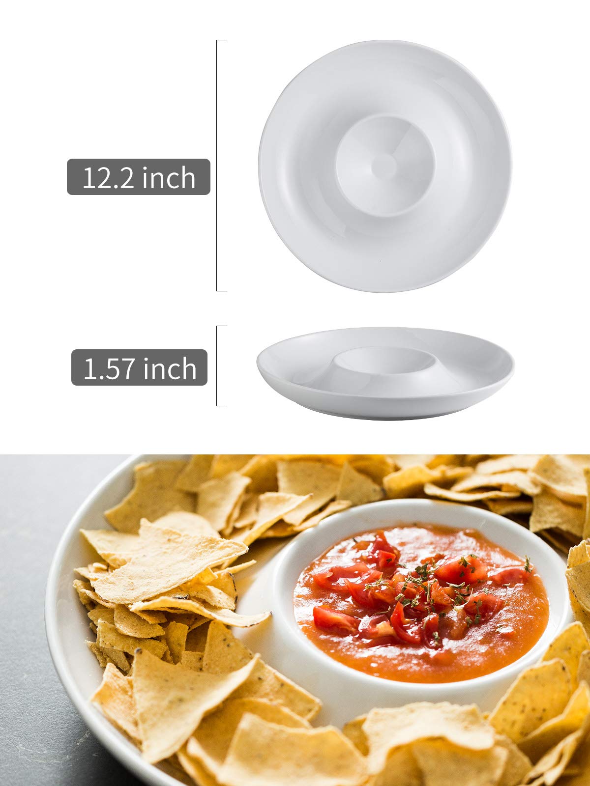 Lauchuh chip and dip set close-up showing the center dip well.