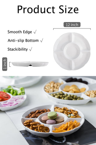 LAUCHUH Chip Dip Serving Plate Divided for dips and snacks at parties.