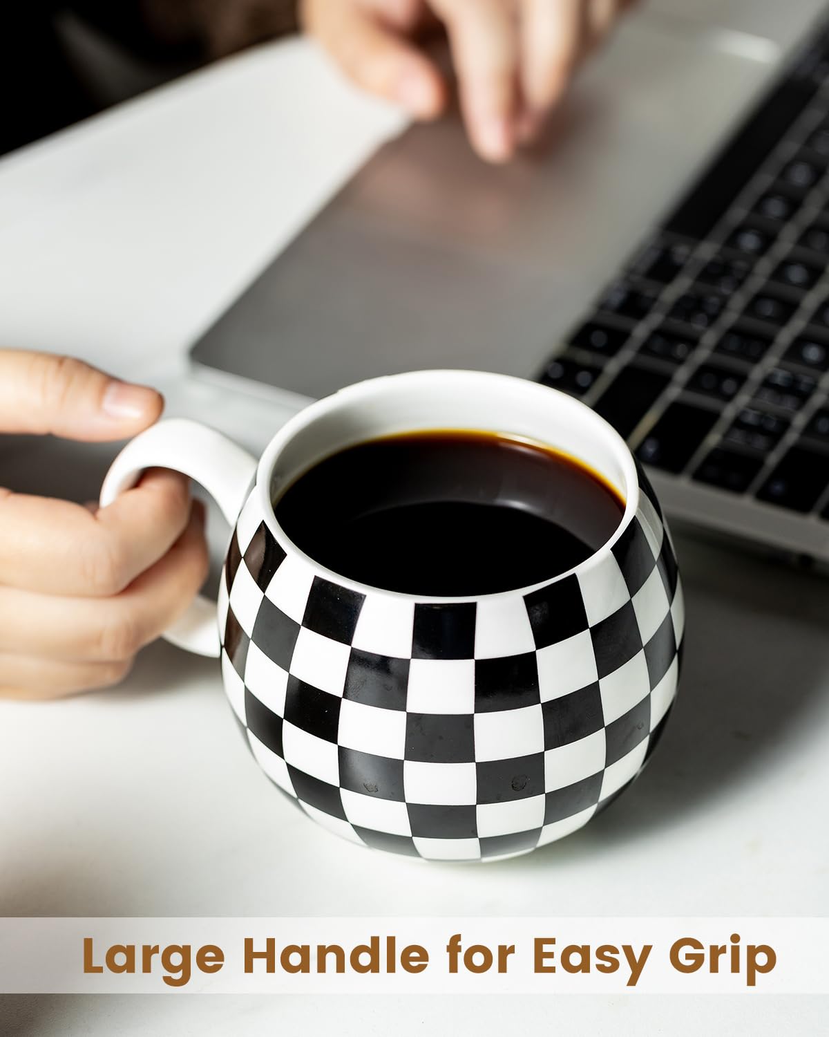 LAUCHUH coffee mug set 6 ergonomic handle for comfortable sipping