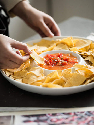 Lauchuh fruit and veggie tray for casual snacking.