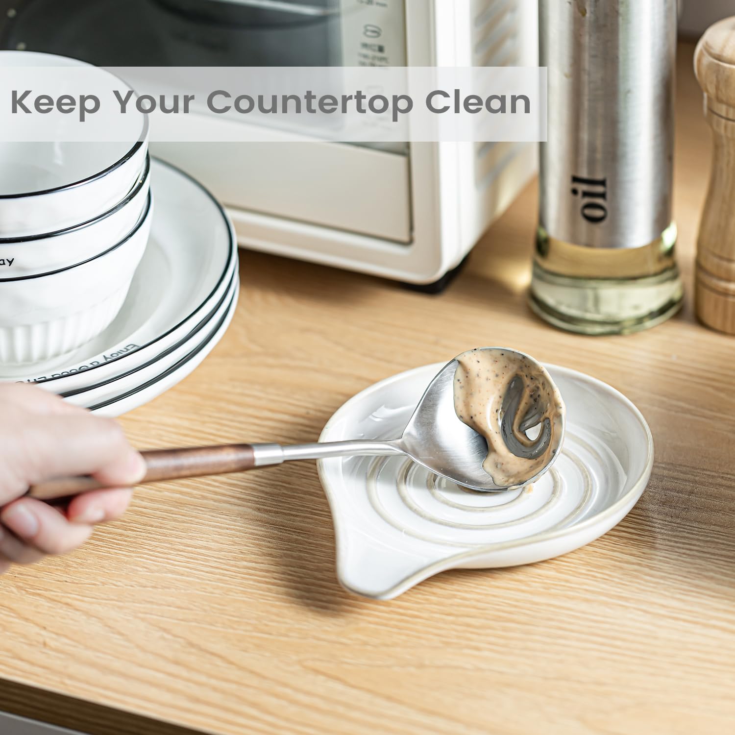 LAUCHUH compact 6.1 by 5 inch size fits near the stove without clutter